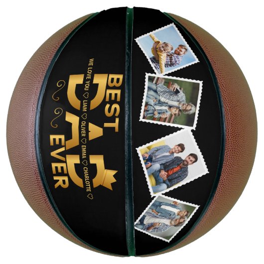 Beste papa ooit aangepaste familie foto, kindernaa basketbal (Verticaal)