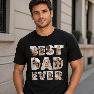 Beste papa ooit Aangepaste foto collage Vaderdag  T-shirt