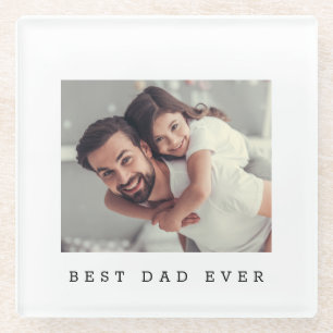 Beste papa ooit Aangepaste foto Gepersonaliseerd Glazen Onderzetter