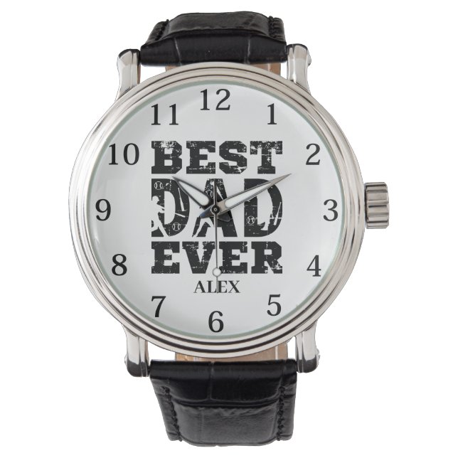 Beste papa ooit aangepaste naam Vaderdag Horloge (Voorkant)