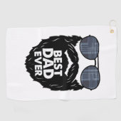 Beste papa ooit baard bebaarde papa zonnebril zwar golfhanddoek (Horizontaal)