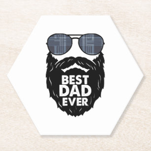 Beste papa ooit baard bebaarde papa zonnebril zwar kartonnen onderzetters