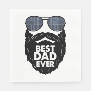 Beste papa ooit baard bebaarde papa zonnebril zwar servet