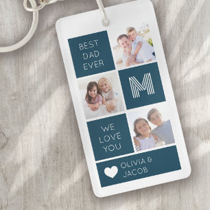 Beste papa ooit blauw foto's Vaderdag Sleutelhanger
