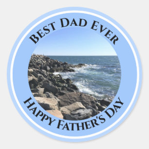 Beste papa ooit blauwe Atlantische Oceaan Ronde Sticker