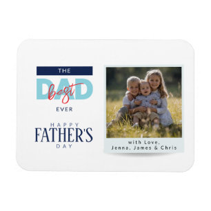 Beste papa ooit Blauwe gelukkige Vaderdag foto Magneet