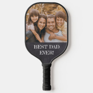 Beste papa ooit! Chalkboard aangepaste foto Pickleball Paddle