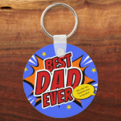 Beste papa ooit Comic Superheld Vaderdag Sleutelhanger (Voorkant)