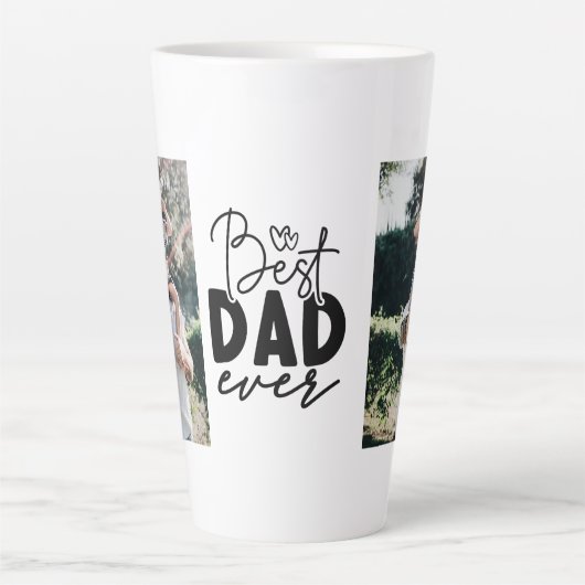 Beste papa ooit Custom 2 foto dubbelzijdig Latte Mok (Voorkant)
