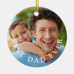 Beste papa ooit dubbelzijdige 2 foto aandenken keramisch ornament