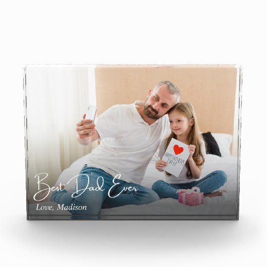 Beste papa ooit Eenvoudige Custom Photo Fotoblokken (Voorkant)