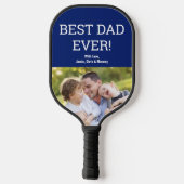 Beste Papa OOIT Foto Blauw Vaderdag Custom Pickleball Paddle (Achterkant)