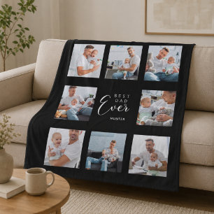Beste papa ooit foto collage zwart wit vader fleece deken