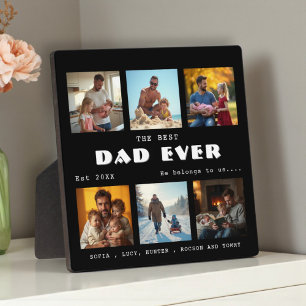 Beste Papa Ooit Foto Collage Zwarte Plaquette Fotoplaat