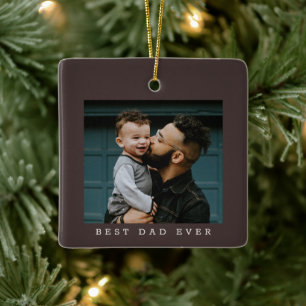 Beste Papa Ooit Foto Dubbelzijdig Bruine Kerst Keramisch Ornament
