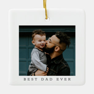 Beste Papa Ooit Foto Dubbelzijdig Eenvoudig Kerstm Keramisch Ornament