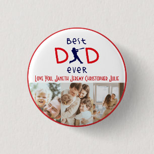 Beste papa ooit foto honkbal moderne vaders dag ronde button 3,2 cm