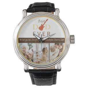 Beste papa ooit fotocollage Modern Fathers Day Horloge