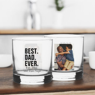 Beste papa ooit Gepersonaliseerde foto en tekst Whisky Glas
