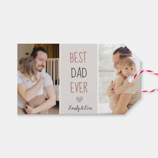 Beste papa ooit" Gepersonaliseerde Gift Label – Cu Cadeaulabel (Voorkant (Horizontaal))