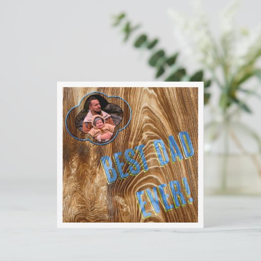 Beste papa ooit geschilderd op hout - fotokaart feestdagenkaart (Staand voorkant)