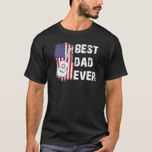 Beste Papa Ooit Gitaar Us Vlag T-shirt