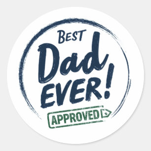 Beste papa ooit, Goedgekeurd tekstontwerp Ronde Sticker
