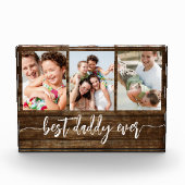 Beste papa ooit hout Vaderdag fotocollage Fotoblokken (Voorkant)