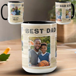 Beste Papa Ooit Houten 3 Foto Collage Vader Mok