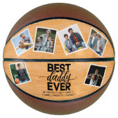 Beste papa ooit houten Vaderdag familie foto Basketbal (Voorkant)