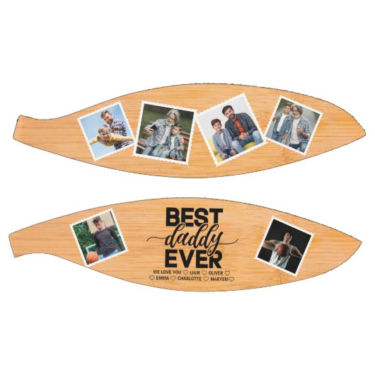 Beste papa ooit houten Vaderdag familie foto Basketbal (Panelen)