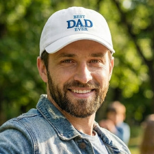 Beste papa ooit Klassieke blauwe typografie Wit Geborduurde Pet
