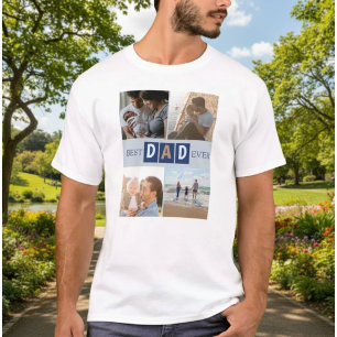 Beste Papa Ooit Leuke Typografie 4 Foto Papa T-shirt