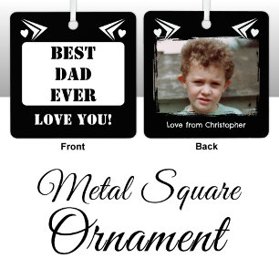 Beste papa ooit, liefs 1 foto wit metalen ornament