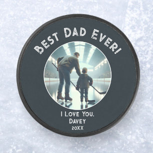 Beste papa ooit! Love You Volledige foto Vaderdag Hockey Puck