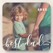 Beste papa ooit Modern Eenvoudig Speels Script Fot Bier Onderzetter (Voorkant)