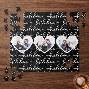 Beste papa ooit Modern script zwart 3 foto Legpuzzel