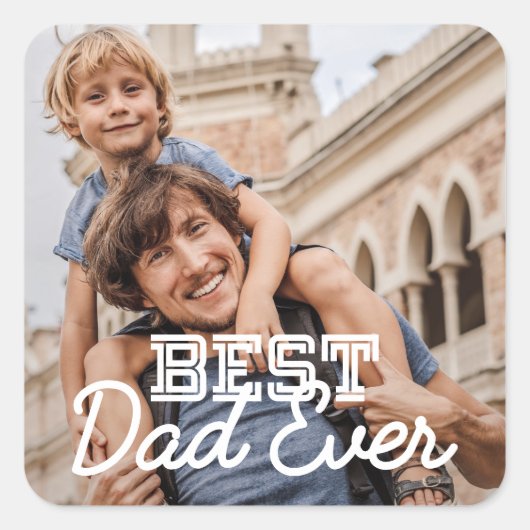Beste papa ooit moderne coole steek aangepaste fot vierkante sticker (Voorkant)