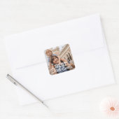 Beste papa ooit moderne coole steek aangepaste fot vierkante sticker (Envelop)