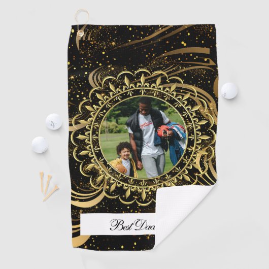 Beste papa ooit moderne kalligrafie gouden blad we golfhanddoek (Insitu)