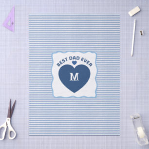 Beste papa ooit navyblauw Monogram hart gestreept Tissuepapier