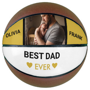 Beste Papa Ooit Papa en Baby Foto Goud Vaderdag Basketbal