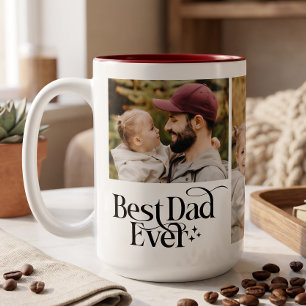 Beste papa ooit Persoonlijke foto Tweekleurige Koffiemok