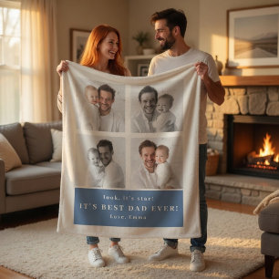 Beste papa ooit Persoonlijke fotodeken Aangepast Fleece Deken