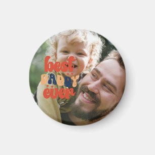 Beste papa ooit Retro gepersonaliseerde foto Magneet