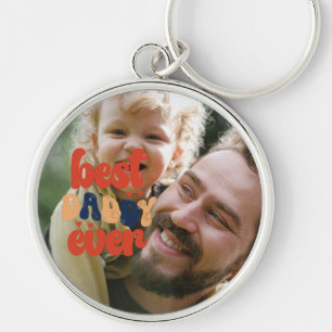Beste papa ooit retro gepersonaliseerde foto sleutelhanger