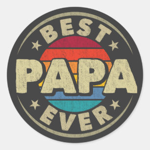 Beste papa ooit retro  vader vaders dag ronde sticker