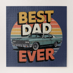 Beste Papa Ooit Retro Vintage Teal Muscle Car Legpuzzel