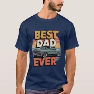 Beste Papa Ooit Retro Vintage Teal Muscle Car T-shirt