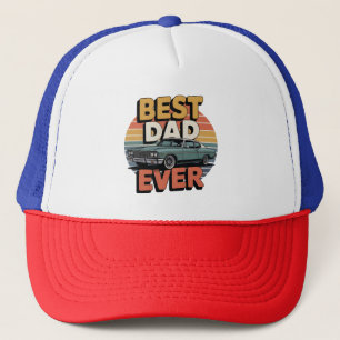 Beste Papa Ooit Retro Vintage Teal Muscle Car Trucker Pet